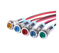 RIYFABPSCT 20PCS 6MM Signal Indicator Light 3-6V/12-24V/110V/220V Industrial Metal Lamp with 150MM Cable(Yellow Light,220V)