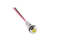 RIYFABPSCT 20PCS Domed Head 8MM Indicator Light 3-220V Industrial Sinal Lamp with 150MM Cable Metal Light(Yellow Light,12-24V)