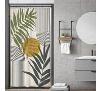 Riyidecor Abstract Leaves Shower Curtain Mid Century Boho Sun Geometric Vintage Simple Modern Plant Minimalist Curve 36Wx72H Inch Aesthetic Fabric Decor Bathroom Polyester Waterproof 7 Pack Hooks