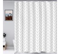 Riyidecor Boho Chevron Herringbone Shower Curtain Black White 60x72 Inch Geometric Striped Simple Modern Classy Neutral Contemporary 12 Pack Hooks Decor Fabric Bathroom Set Polyester Waterproof