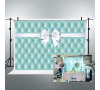 Riyidecor Breakfast Blue Diamonds Bowknot Backdrop Aqua Turquoise Birthday Party Decorations Photography Background 7x5 Feet Teal Bridal Shower Wedding Celebration Props Girl Photo Shoot Fabric