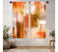 Riyidecor Brown Abstract Modern Curtains Cool Boys Contemporary Teens Mens Aesthetic Oil Painting Brown Rod Pocket Bedroom Retro Rustic Living Room Treatment Fabric 2 Panels 29Wx63H Inch