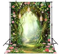 Riyidecor Enchanted Fairy Backdrop Polyester Fabric Fantasy Spring Wonderland Flower Greenery Woodland Tale 6Wx8H Feet Rose Nature Tree Photography Background Birthday Baby Shower Photo Studio Shoot