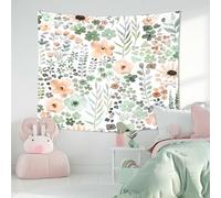 Riyidecor Green Gray Floral Colorful Tapestry 59Wx51H Inch Cute Watercolor Wildflower Spring Boho Funky Trendy Plant Botanical Wall Hanging Fun Aesthetic Home Dorm Decor Art Living Room Bedroom