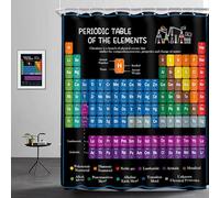 Riyidecor Periodic Table of Elements Shower Curtain 60Wx72H Inch Colorful Science Technology Kids Chemical School Students Bathroom Decor Fabric Polyester Waterproof 12 Pack Hooks