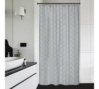 Riyidecor Stall Small Grey Gray White Shower Curtain 39x72 Inch Dorm Rv Single Chevron Herringbone Contemporary Geometric Striped Simple Modern Classy Neutral Fabric Bathroom Polyester Waterproof