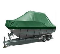 RIYIFER Boat Covers, Heavy Duty Trailerable Boat Covering 600D Oxford Fabric with PVC Silver Coating for Waterproof and Sun Protection for V-Hull,Tri-Hull,Green,17~19FT:600 * 230CM