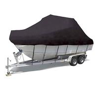 RIYIFER Heavy Duty Center Console Boat Cover, Waterproof Trailerable Canvas 420D Oxford Cloth PU Coating Fits V-Hull Tri-Hull Fishing Bass Boat,Black,21~24FT