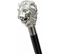 RIYLBEX Walking Hand Cane Stick Designer Handmade Walking Stick for Men & Women Solid Metal and Natural Wood (Silver Lion Head), 36 inches