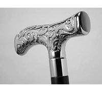 Riylox Antique Brass Walking Stick Deluxe Walking Cane Beautiful Brass Silver Handle Walking Stick for Men and Women Gift
