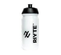 RIYTE™ Clear Sports Water Bottle, Plastic Bottle | BPA-Free, Leak-Proof, Squeezable | Running, Cycling, Gym, Training, Daily Use | Black Logo, Transparent Colour | 500ml