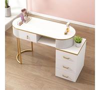 RIYUE_SHENGHENG Nail Tech Desk Artist Hand Manicure Table, Professional Modern Nail Beauty Workstation Wooden Salon Spa Nail Desk with Drawers and 3 Layers Storage Cabinet,home Beauty Salon Equipment