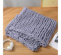 Riyueyi Chunky Knit Blanket Cable Knit Chunky Chenille Blanket Handmade Knit Blanket Arm Knit Blanket Chunky Giant Knit Throw Blanket for Bed Chair Sofa Home Decor,Gray,150x180cm/59x70in