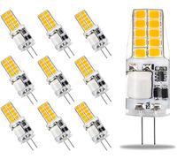 Riyueyi G4 LED Light Bulbs Dimmable Warm White 3W 12V-24V AC DC 3000K No Flicker 360° Beam Angle 3W Equivalent 30W G4 Halogen Lamps Energy Saving LED Lamps- 10 Pack,White 6000K,3W