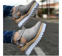 Riyueyi Ladies Orthopedic Platform Sandal Closed Toe Vintage Anti-Slip Sandals Hollow Wedge Sandals Comfy Chic Slope Wedge Platform Sandals Arch Support Sandals,Gray,US7/EU38