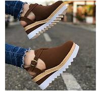 Riyueyi Ladies Orthopedic Platform Sandal Closed Toe Vintage Anti-Slip Sandals Hollow Wedge Sandals Comfy Chic Slope Wedge Platform Sandals Arch Support Sandals,Brown,US6/EU37