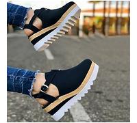 Riyueyi Ladies Orthopedic Platform Sandals, Closed Toe, Vintage, Anti-Slip, Comfy Chic, Arch Support, Black, US6/EU37
