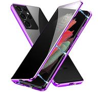 Riyueyi Magnetic Privacy Case for Samsung Galaxy S22/S22 Plus Double-Side Glass Full Screen Protection Anti-Peeping Magnetic Case with Built-in Anti-Spy Privacy Screen Protector,Purple,for S22 Plus