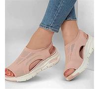Riyueyi Sandals for Women Casual Summer Soft & Comfortable Sandals Washable Slingback Orthopedic Slide Sport Sandals-Mesh Upper Breathable Sandals Adjustable Cross-strap Design,Pink,US5/EU36
