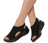 Riyueyi Sandals for Women Casual Summer Soft & Comfortable Sandals Washable Slingback Orthopedic Slide Sport Sandals-Mesh Upper Breathable Sandals Adjustable Cross-strap Design,Black,US7.5/EU39