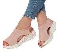 Riyueyi Sandals for Women Casual Summer Soft & Comfortable Sandals Washable Slingback Orthopedic Slide Sport Sandals-Mesh Upper Breathable Sandals Adjustable Cross-strap Design,Pink,US11/EU43