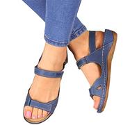 Riyueyi Sandals for Women Summer Wedge Sandals Shoes Gladiator PU Open Toe Elastic Sandals Female Casual Summer Women's Shoes,Blue,40