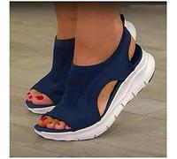 Riyueyi Women's Blue Size US4.5/EU35 Platform Wedge Sandals - Mesh Upper, Breathable, Adjustable Cross-strap Design