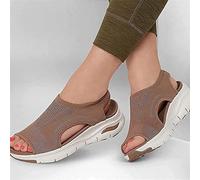 Riyueyi Women's Summer Washable Slingback Orthopedic Slide Sport Sandals Gradation Thick Bottom Fish Mouth Beach Casual Sandals Comfy Thick Bottom Sports Knit Sandals,Brown,US7.5/EU39