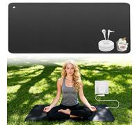 RIZENCE Grounding Mat Earthing, 30x100cm Grounding Sheet, Grounding Well Mats UK with 15ft Cord, Anti-slip Leather Earthing Mat for Body Balance, Improved Sleep, Reduced Anxiety, Energy (12''x40'')