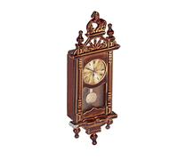 RIZGHWOY 1:12 Vintage Dollhouse Clock, Elegant Miniature Decoration for Living Room, Wooden Alloy