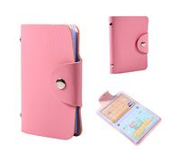 RIZGHWOY 1 PC Card of PU Case Cards with Leather Bags for 24, Bright Beautiful Color, Soft Plastic Slot, Suitable for Men and Women, Blue (Pink)
