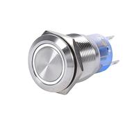 RIZGHWOY 19mm LED Latch Button Switch Self Locking Push Button Stainless Steel Switch 12-24V IP65 with Rubber Ring Hexagonal Nut for Outdoor Industrial Use (white)
