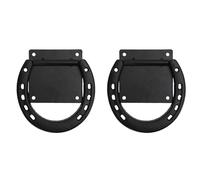 RIZGHWOY 2 Pack Solid Steel Horse Tie Rings Black Coated Horseshoe Shaped Ties for Barn Stable Horse Securing Tying Down Supplies