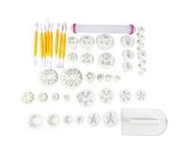 RIZGHWOY 46 PCS Flower Fondant Cake Decorating Kit Tools Set, Ideal for Sugar Paste, Durable Plunger or Cutter Tool for Cake Decorators, DIY Cooking