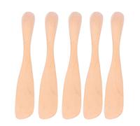 RIZGHWOY 5PCS Wooden Butter Knife Cheese Spreader Jam Spatula 16.5cm with Natural Cherry Wood Thick Handle for Bread Cake Honey Peanut Butter (Natural Wood Color)