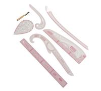 RIZGHWOY 7-Piece French Curve Ruler Set, PVC Pattern Making Tools with Tracing Wheel, Grading, Cutting, Arm Sleeve, Button Rulers for Sewing Projects