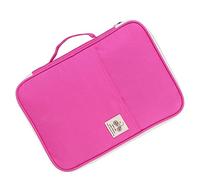 RIZGHWOY A4 Document Bag File Folder Portfolio Organizer with Zippered Closure Multi-Pocket Design for Business Travel Office School Supplies (Rose Red)