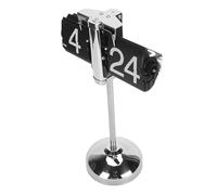 RIZGHWOY Adjustable Height Stainless Steel Flip Down Desk Clock Retro Mechanical Page Turner Timepiece for Living Room Office Bedroom (Black)