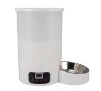 RIZGHWOY Automatic Pet Feeder, 3L Stainless Steel Dual Power Supply Large Capacity Cat Dog Feeder with Frosted Visible for Home (White Single Bowl)