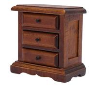 RIZGHWOY Birch Wood Nightstand for Miniature Dollhouse, Realistic Nightstand with 3 Drawers, Handcrafted with Attention to Detail for Vibrant Stories (Maroon)