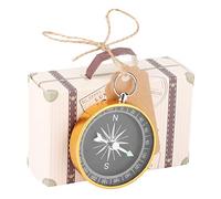 RIZGHWOY Bonbon Boxes with Travel Motifs with an Elegant Compass and Hemp to Hang, Ideal for Baby Games and Vacation Gifts (Gold)