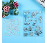 RIZGHWOY Clear Rubber Journal Stamp for DIY Craft, Sea Horse Conch Seabed Pattern Stamp, Suitable for Albums and Greeting Cards