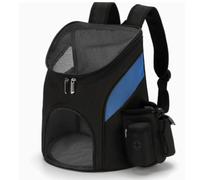 RIZGHWOY Collapsible Pet Carrier Backpack Cat Backpack Carrier Dog Mesh with Multiple Mesh Panels Dedicated Pocket for Outdoor Travel Vet Visits Hands Free (Black with Blue)