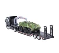 RIZGHWOY Detachable Military Flatbed Truck Model with Armored Car Simulation Design Collectible Military Trailer Toy for Children's Imaginative Play and Toy Collection (Green)