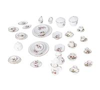 RIZGHWOY DIY Dollhouse Simulation Decorative Miniature Ceramic Tea Cups Set, Exquisite Porcelain Tea Party Toy Set for 1:12 Dollhouse, for Interior Decoration, 46 Pieces (46 Type1)