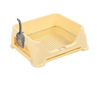 RIZGHWOY Dog Potty Tray, Spacious Stainless Steel Grid Dog Training Toilet for Small Medium Dogs, with Sturdy Plastic Material and Wall Mountable Design (Light Yellow)