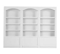 RIZGHWOY Dollhouse Wooden Bookshelf Dollhouse Bookcase, Wood Mini Display Mini Kid Furniture Toy, 1:12 Scale Display Cabinet Bookcase (White)