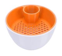 RIZGHWOY Dual Chamber Pistachio Bowl 2 in 1 Snack Organizer with Built in Shell Compartment for Nuts Popcorn Candy Party Serving (White Orange)