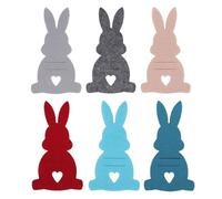 RIZGHWOY Easter Bunny Money Holders, 6pcs Mixed Color Felt Cash Pouches with Heart Clasp, for Easter Gifts Family Classroom Party Decor