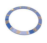 RIZGHWOY Fashionable Watch Bezels Inserts Blue Circle with Gold Words Quick Replacement for Stylish Watch Dials